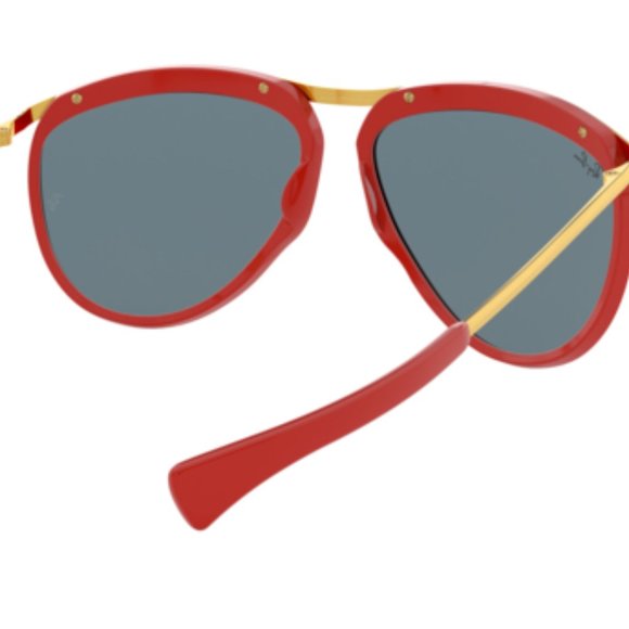 NEW RAY BAN RB 2219 OLYMPIAN AVIATOR 1243/R5 Polished Red-Gold/Blue 59mm - Picture 6 of 10